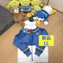 新品未使用 ディズニー ドナルド なりきり ジップアップパーカー 水平帽子 LL