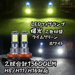 H8 H11 H16 切替 LED フォグランプ ライムグリーン ホワイト 爆光