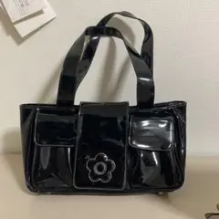 MARY QUANT エナメル バッ ブラック ホワイト縦28横32マチ10 - メルカリ
