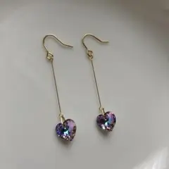 クリスタル ヴィトレイルライト ハートピアス 8㎜｜揺れるロング ゴールド 上品