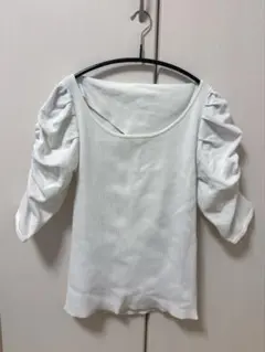 rienda リブニット トップス ホワイト FREEのサムネイル