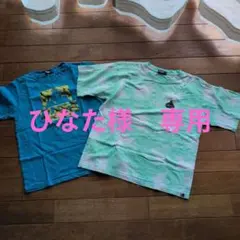 XLARGEの 水色バナナ柄と黄緑のしぼり風Tシャツの2枚セット１４０サイズ
