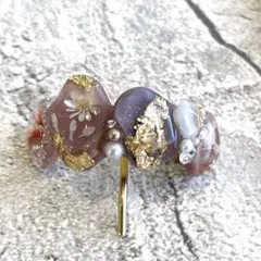 ポニーフック　ヘアカフ　ハンドメイド　大（ピンク×パープル系）