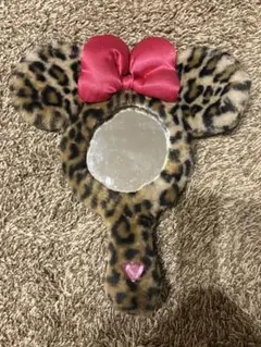 ヒョウ柄ミッキー型ミラー