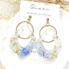 #4482/ハンドメイド♡押し花ドライフラワーレジンピアス