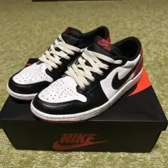 NIKE Air Jordan 1 Low 白黒赤 スニーカーつま黒26cm美品