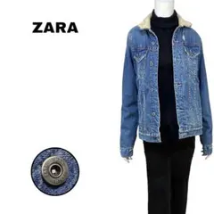 美品✨ZARA ザラ 洗える クラッシュ加工 デニムボアジャケット Mサイズ