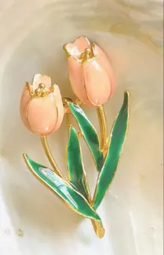 昭和レトロ⭐︎アンティーク⭐︎チューリップデザイン七宝焼ブローチ