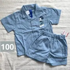 新品♪ミッキーマウス セットアップ 100 半袖 ハーフパンツ　ディズニー　水色