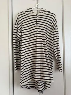 ボーダー フード付き Tシャツ フリーサイズ