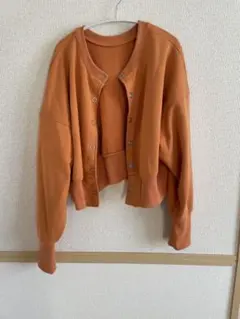 オレンジ クロップドカーディガン　チャオパニック