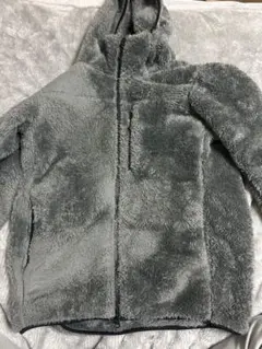 グレー フリースジャケット フード付き