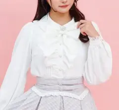 secret honey フリル付きボウタイホワイトシャツ