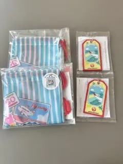 JAL オリジナル巾着ナップサック ネームタグ セット　ノベルティ