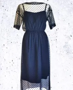 【美品】カエン　Kaene　総チュールドット　パーティドレス