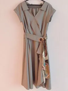 【2/13まで値下げ中】グリーングレー ラップスタイル ワンピース