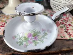 フランスアンティーク ホーロー　キャンドルスタンドホルダー