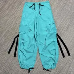 00s Y2K イタリア製 レイヴパンツ カーゴパンツ ドローコード XSサイズ 