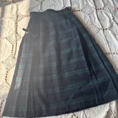 YORK LAND 　ブロックチェック ウール　プリーツスカート　ヨークランド