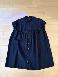 spick&span コットンミックスノースリーブフリルブラウス 黒