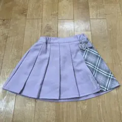 スカート130 薄ピンク　プリーツスカート チェック柄