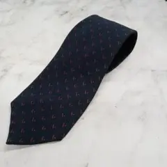 クリスチャンディオール　ネクタイ　紺　赤　ドット柄　絹【n234】