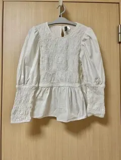 h&m ホワイト シャーリング 長袖 ブラウス