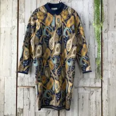 ☆ATTIRARE☆ニットワンピース チュニック コクーン L 総柄 楽器 長袖