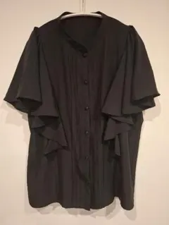 GRL グレイル フリル付き黒半袖シャツ
