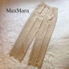 ✨新品タグ付き✨Max Mara 白タグ スエードパンツ 38 最高級 銀タグ マックスマーラ パンツスーツ 白タグ ベージュ テーラード 38