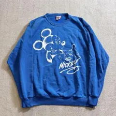 80s Disney ディズニー USA製 ミッキー スウェット ブルー XL