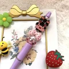 ☆黒猫ちゃんとリボンが可愛いカスタムボールペン☆A