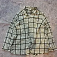 00's vintage ネルシャツ CATO チェック柄 長袖シャツ　グリーン