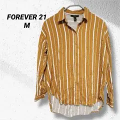 FOREVER 21 オレンジストライプ長袖シャツ M