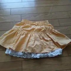 オレンジ フリルスカート レース付き110センチ