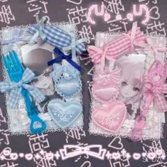 ❤︎トレカケースデコ 量産型 平成女児 ホイップデコ リボン ピンク 水色 青 ❤︎