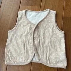 値下げしました！70センチ　ベビー ベスト 水玉模様 ベージュ