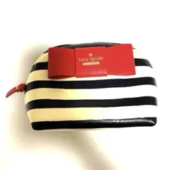 ケイトスペード KATE SPADE ポーチ 赤 アイボリー ネイビー　ボーダー