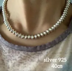 ☆★ 大粒silver 925 そろばん型ナバホ パール8mm x 40cm☆★