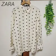 ZARA ザラ ドット柄 シャツ 長袖 水玉 トレンド レディース Lサイズ