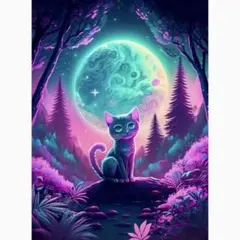 ダイヤモンドアート　月夜にネコのサムネイル