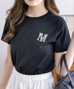 【新品タグ付き】Mロゴ ビジュー付き 半袖Tシャツ グレーのサムネイル