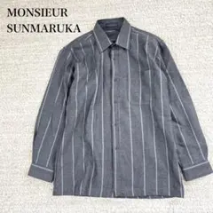 ムッシュサンマルカ フランネルシャツ ストライプ柄 ニューウール ヴィンテージ
