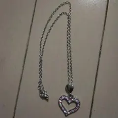 ハート型ピンクストーンネックレス