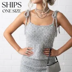 タグ付新品 SHIPS シップス グリッター ラメニット キャミソール シルバーのサムネイル