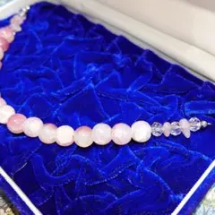 羽織紐 21cm ストロベリークォーツ風ガラスビーズ ※カニカンで仕上げます