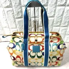 美品 COACH マルチカラー トートバッグ 大容量