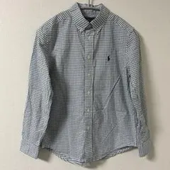 ラルフローレン　長袖チェックシャツ　ブルー×グリーン×ホワイト　ボタンダウン