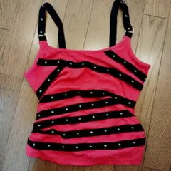 ROCK PANK レッド×ブラック スタッズ タンクトップ ROMWE