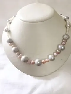 大珠淡水パール デザインネックレス